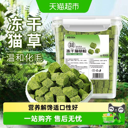 疯狂的主人猫草冻干互动喂食