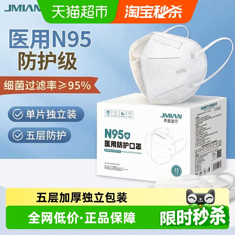 界面n95级医用口罩独立装亲肤图片