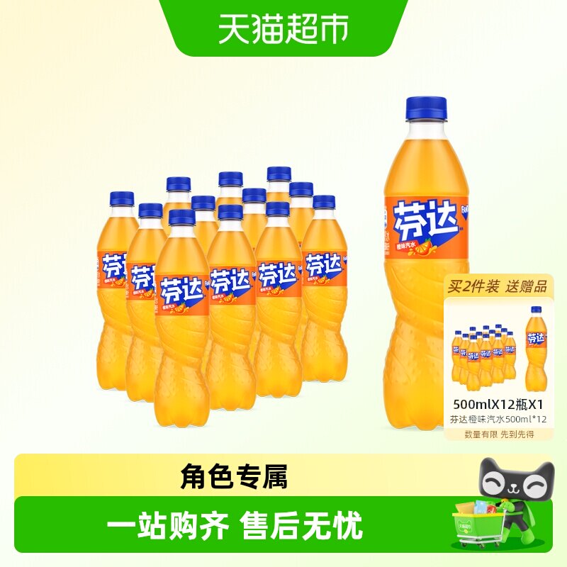 芬达橙味汽水箱装-L