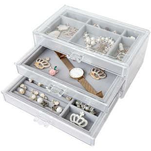 首饰盒亚克力手饰品戒指耳环耳钉项链盒手镯收纳盒高档精致展示架