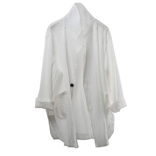 防晒西服男薄麻纱透气夏季潮流休闲宽松西装外套港风复古日系夹克