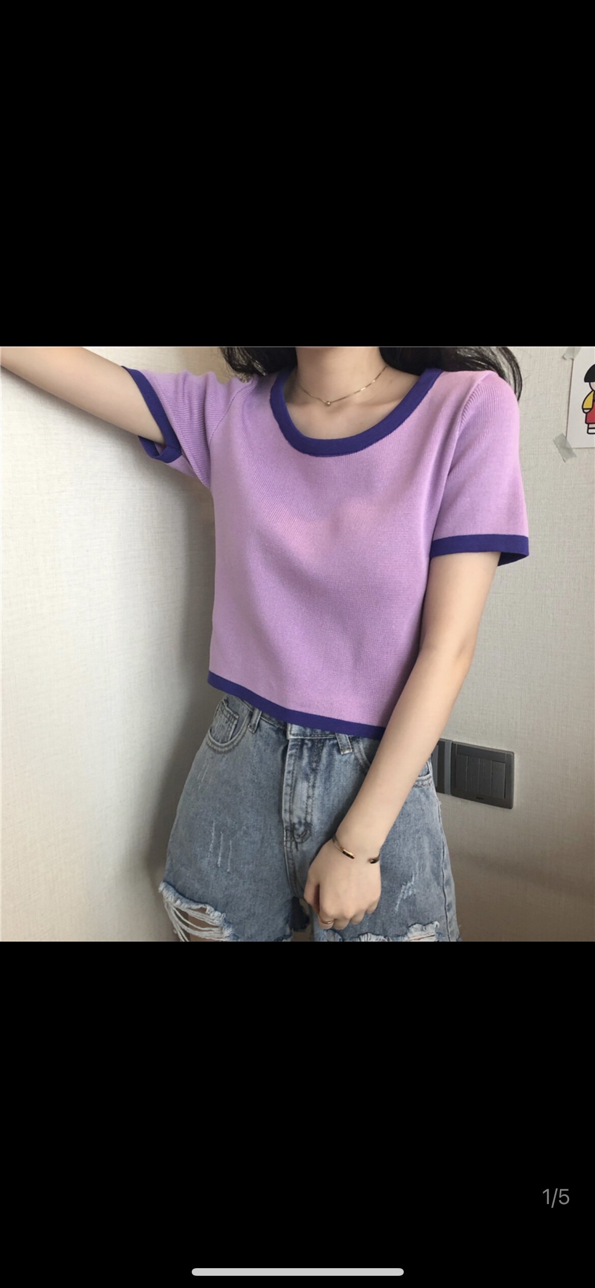 LSR~2021新款高腰短款露脐上衣针织衫女夏季圆领曲珠冰丝短袖T恤