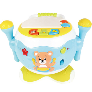 宝丽婴儿手拍鼓多功能音乐拍拍鼓宝宝玩具6月以上8早教益智多面体