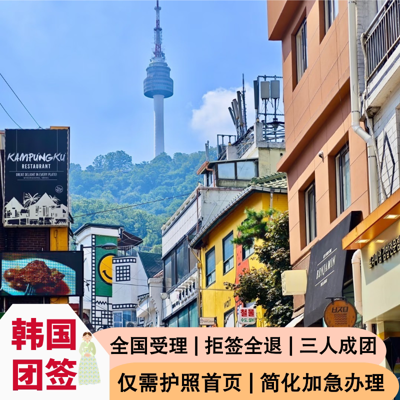 韩国·团体旅游签证·全国送签·韩国团签三人成团赴韩旅游签单次个人旅行签证极简化加急KPOP演唱会广东代办