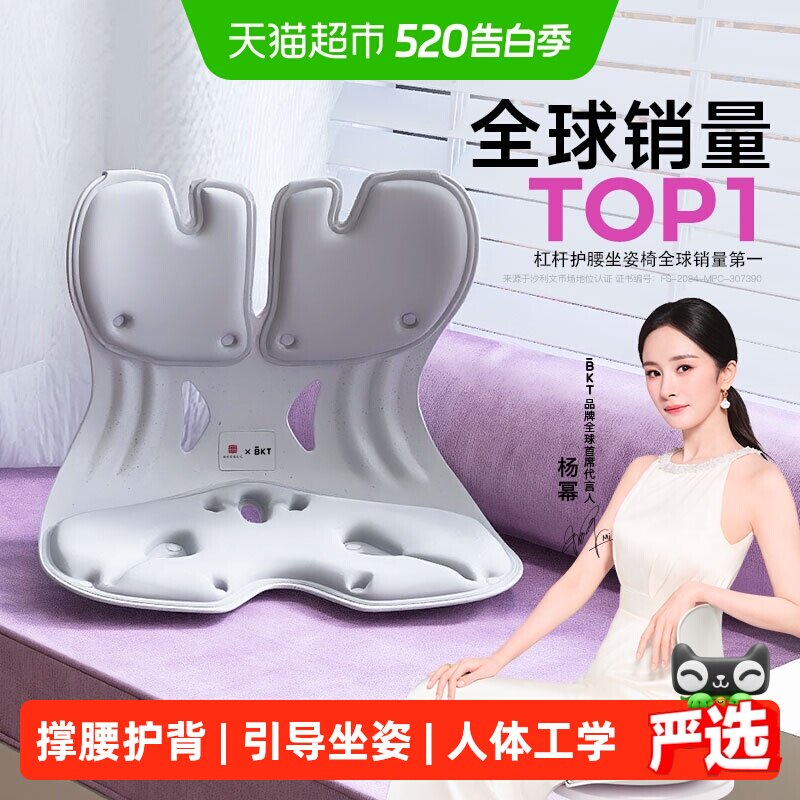 BKT护腰坐垫久坐神器靠背人体工学坐姿椅腰托办公室腰部支撑靠垫