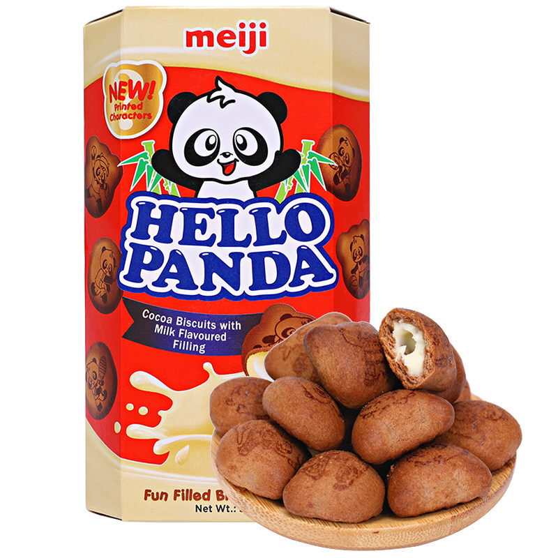 【进口】新加坡Meiji/明治熊猫巧克力奶油小熊夹心饼干50g/盒零食
