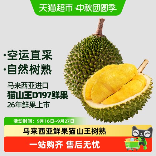 王上榴猫山王榴莲D197鲜果即食