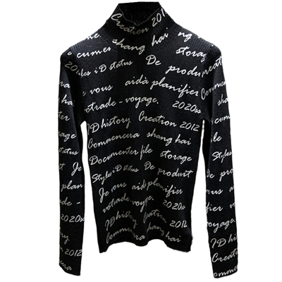 id女装2024春新款国内专柜同款高领套头字母针织羊毛打底衫修身型