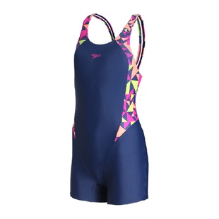 Speedo儿童连体平角泳衣女童青少年防晒潜水舒适速干游泳训练泳装