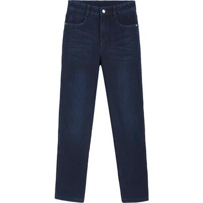 捷纯加绒牛仔裤男冬季高腰宽松