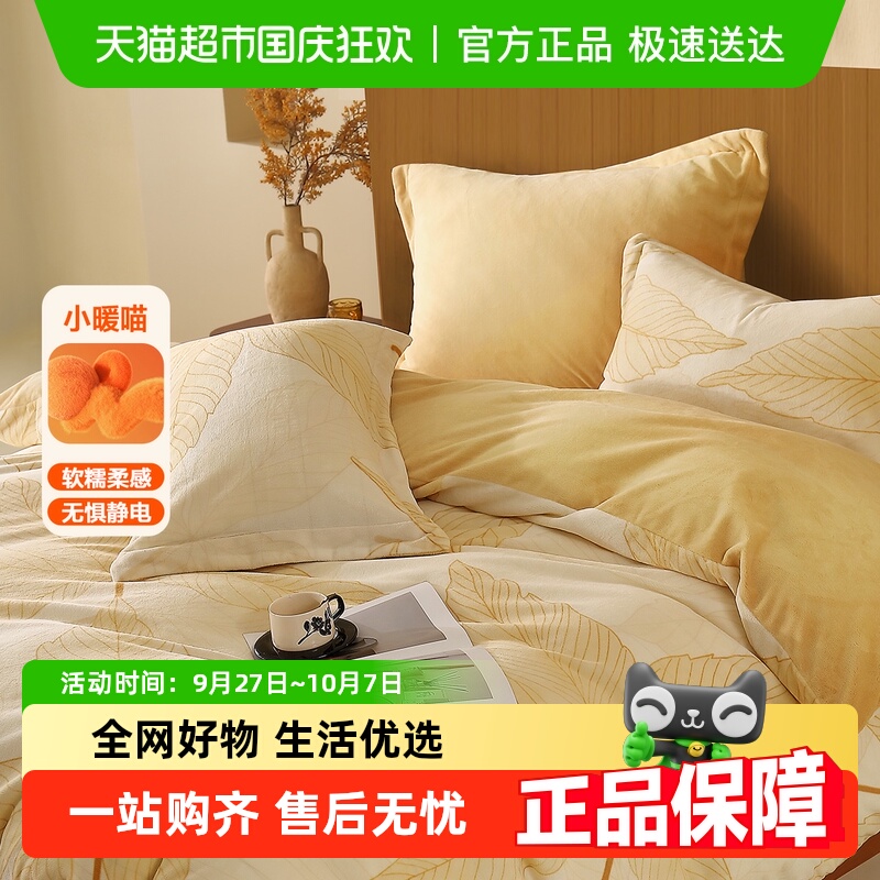 水星家纺加厚暖绒抗静电保暖被套