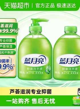 蓝月亮芦荟抑菌洗手液补充装不伤手滋润保湿清洁家用500g*2瓶