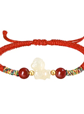 中国黄金天然和田玉编织手绳手链