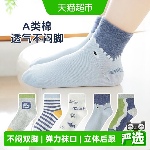 六指鼠男童轻薄透气中筒袜