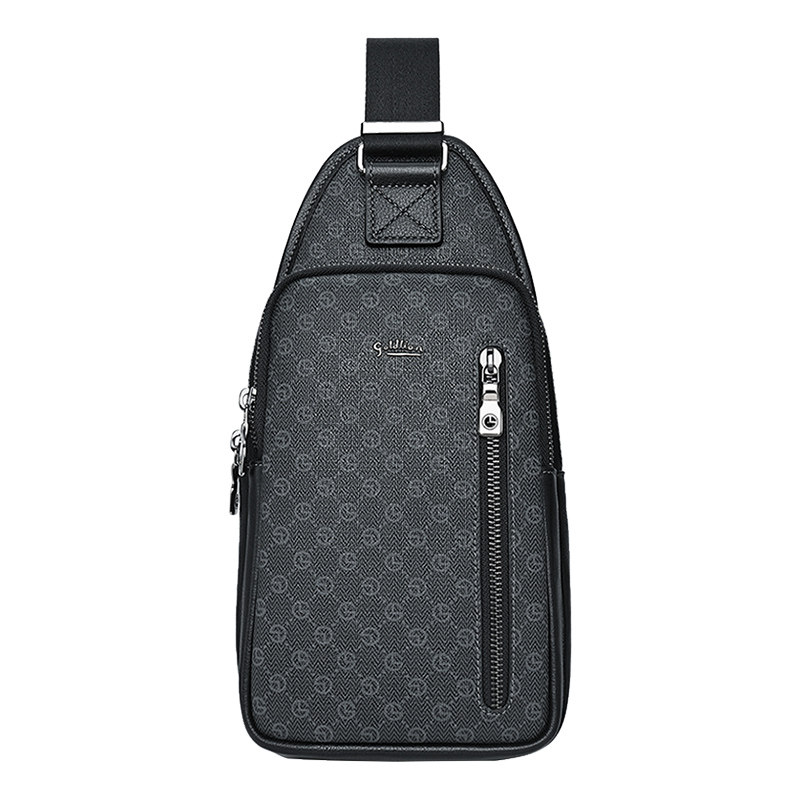 金利来新款男包休闲胸包时尚潮流PVC单肩包青年胸前包男式背包