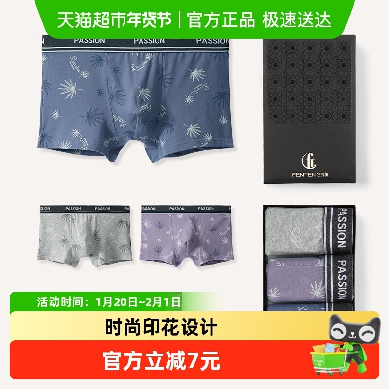 芬腾男士内裤男纯棉透气四角裤男生新款爆款短裤夏季平角裤裤头,女士内衣/男士内衣/家居服,男平角内裤,淘宝优惠券,粉丝福利购,淘宝优惠卷