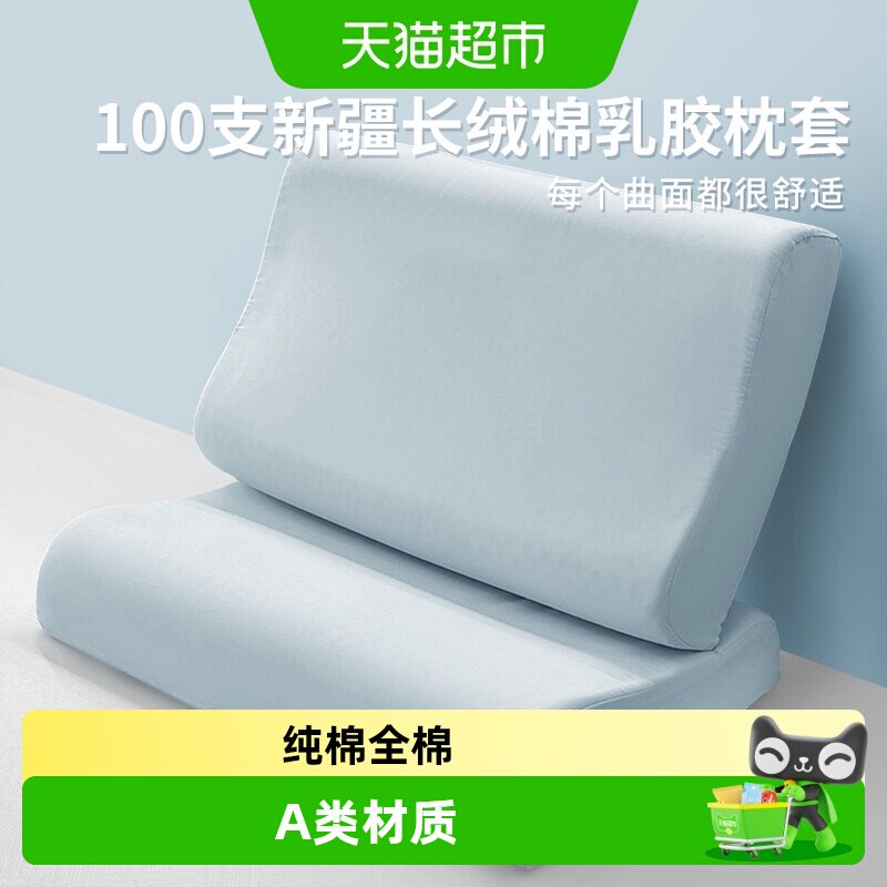 A类纯棉全棉乳胶枕套一对家用40x60单只枕头套橡胶记忆枕芯内胆套