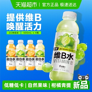 2共500mL 阳光青提 4瓶维生素饮料低糖低卡VB 外星人维B水柑橘