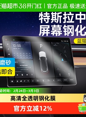 蓝猩先生特斯拉modelY中控屏幕钢化膜model3导航内饰配件yl保护贴
