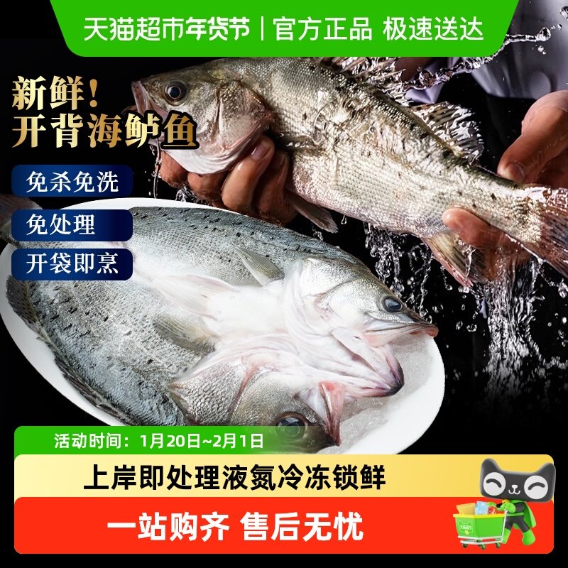 海仙部落海鲈鱼开背去鳞去腮去内脏半成品新鲜冷冻烤鱼,水产肉类/新鲜蔬果/熟食,鲈鱼,淘宝优惠券,粉丝福利购,淘宝优惠卷