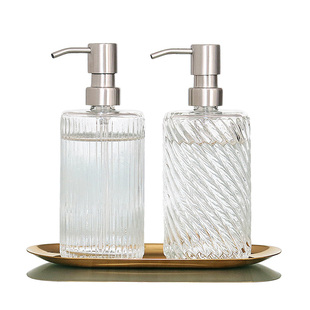 400ml按压式分装瓶玻璃洗手液洗发水沐浴露卫浴瓶皂液乳液不锈钢