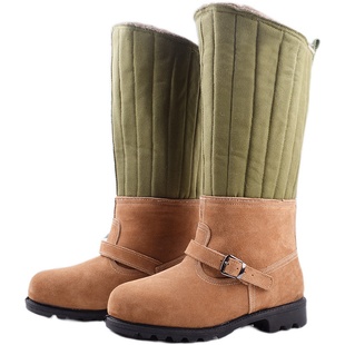 羊毛雪地靴冬季高筒地勤靴东北户外真皮防滑保暖靴高腰长筒棉靴男