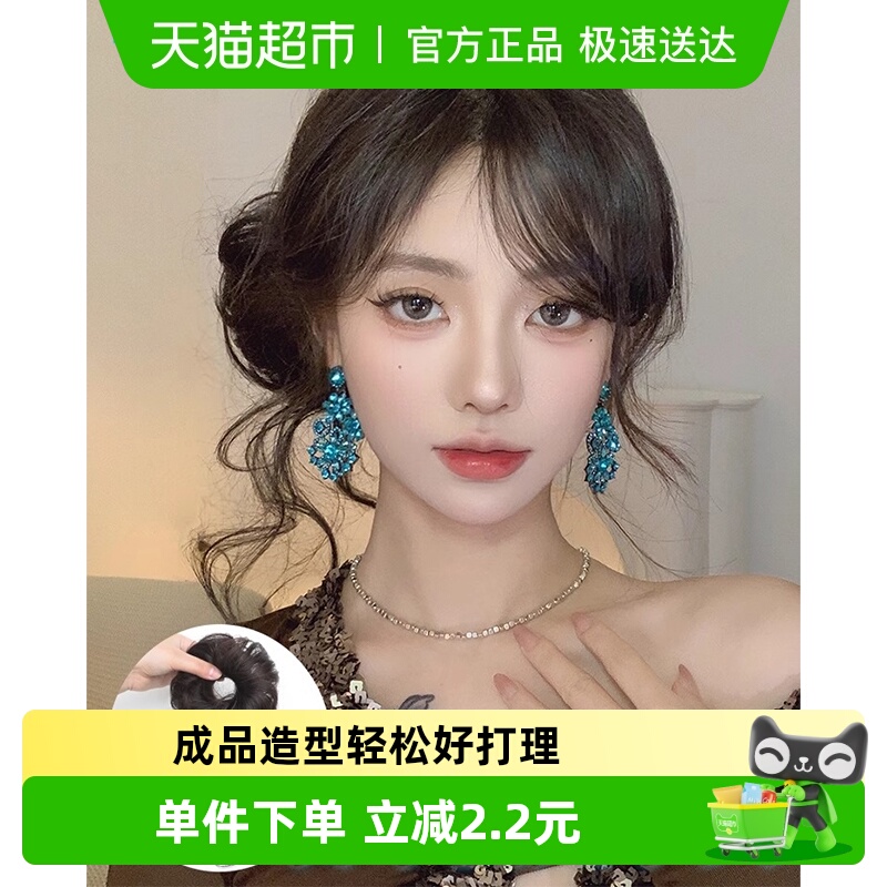 仟丝百变真发侧丸子头蓬松发饰