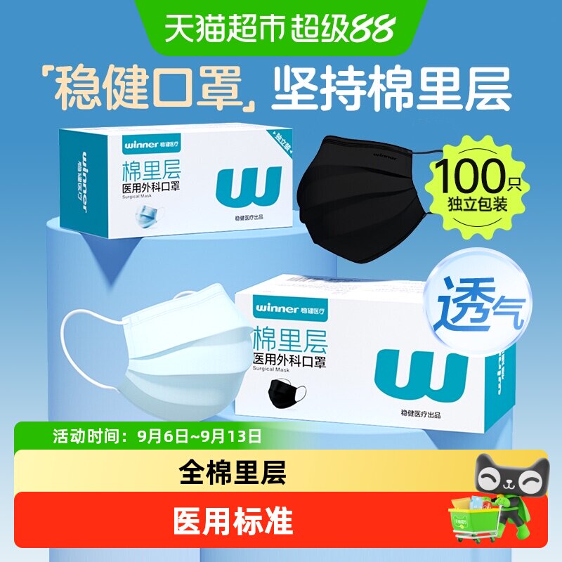Winner稳健棉里层医用外科口罩图片