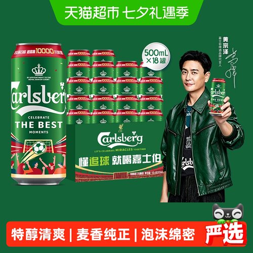 嘉士伯特醇啤酒清爽500ml*18罐