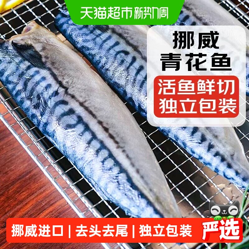 青花鱼挪威进口鲭鱼青花鱼片半成品日式盐渍新鲜烤青占鱼商用冷冻