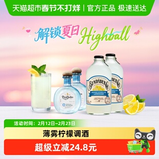 薄雾柠檬调酒 宾得宝柠檬气泡水375ml*2+唐胡里奥龙舌兰酒50ml*2