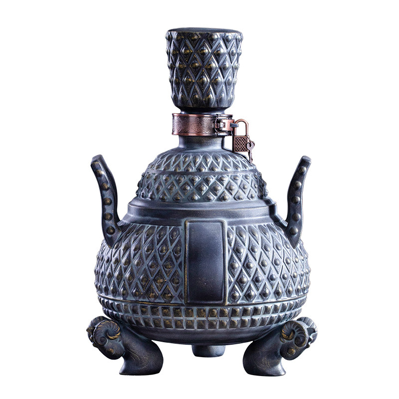 仿青铜陶瓷酒瓶景德镇手工做复古