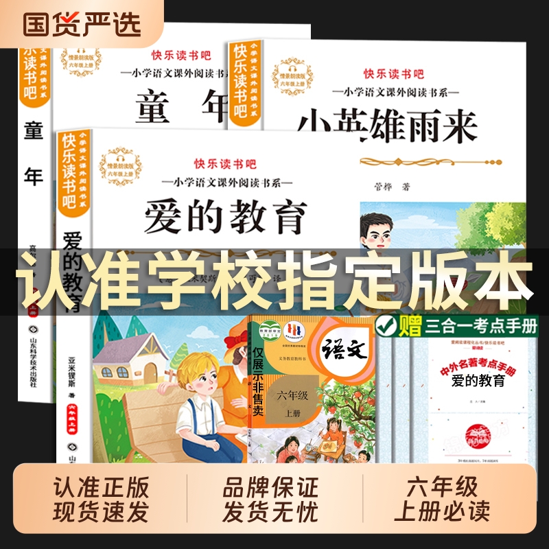 全套3册 童年爱的教育和小英雄雨来六年级上册必读正版的课外书高尔