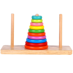 汉诺塔木制8层10层小学生汉罗塔益智玩具儿童比赛专用河内塔大号