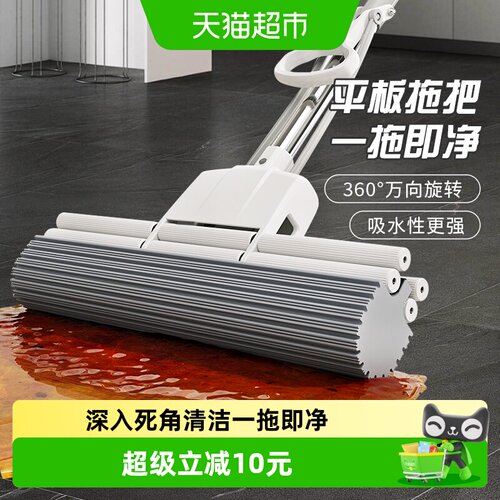 双排滚轮胶棉拖把家用一拖净1把