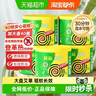 榄菊蚊香预防白纹伊蚊艾草清香型盘香40单圈 5桶大盘家用户外驱蚊