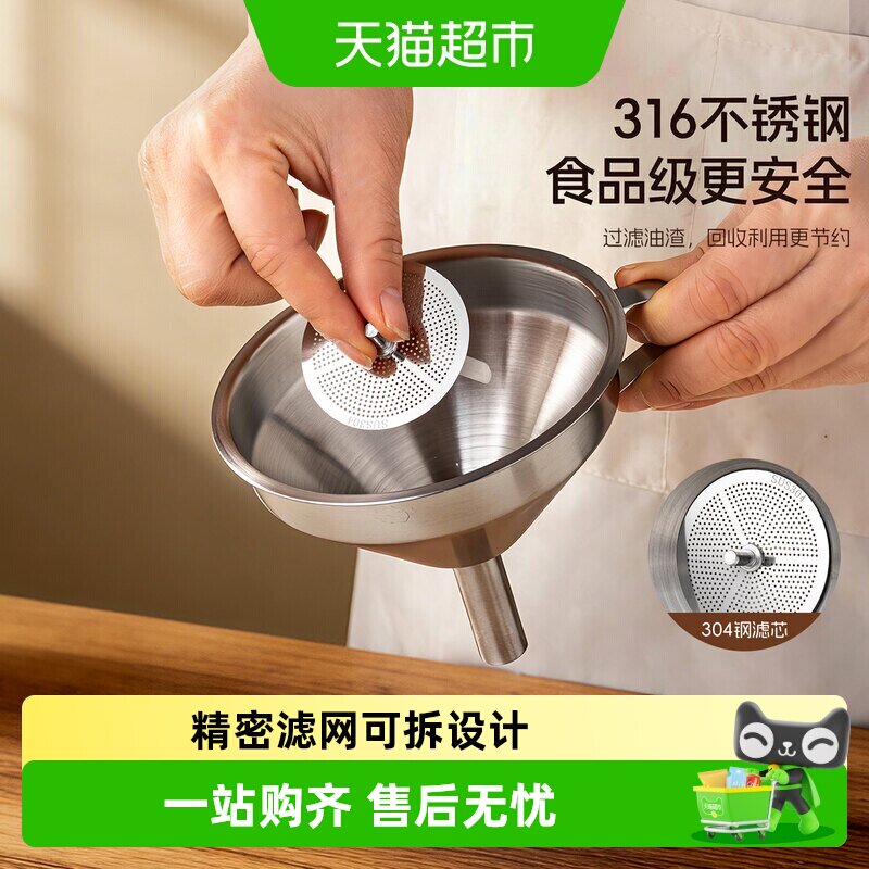 onlycook316钢提手可拆过滤漏斗图片