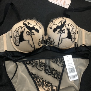 聚拢舒适半杯阳台杯调整型 肤黑蕾丝刺绣套装 75C