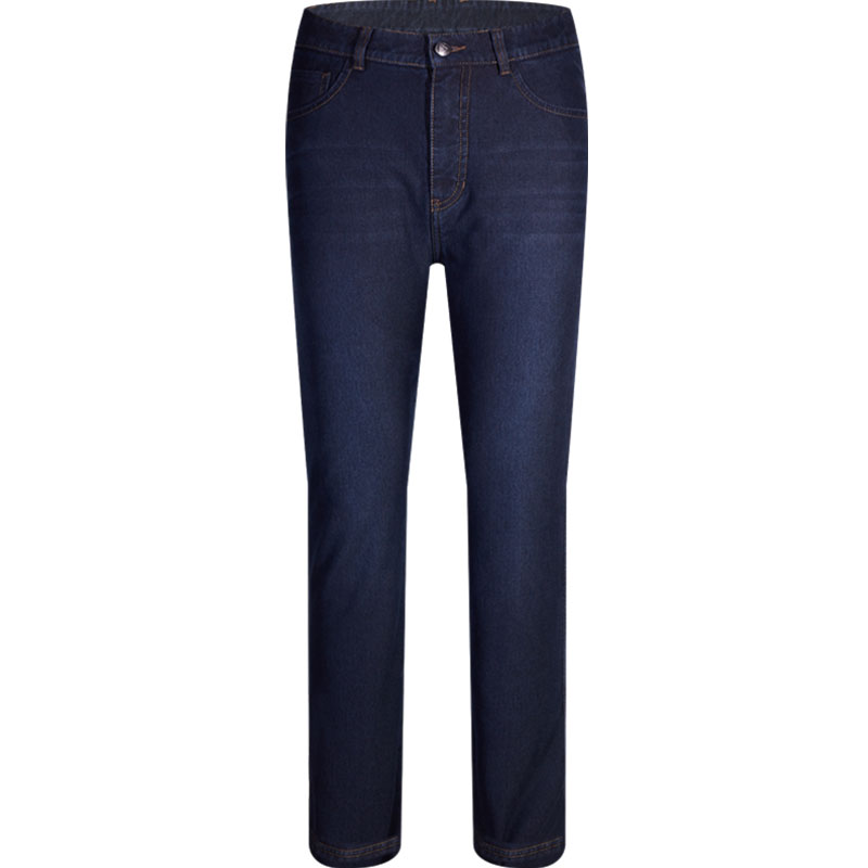 捷纯冬季款羊绒裤加绒加厚宽松直筒羽绒高腰保暖棉裤弹力牛仔裤男