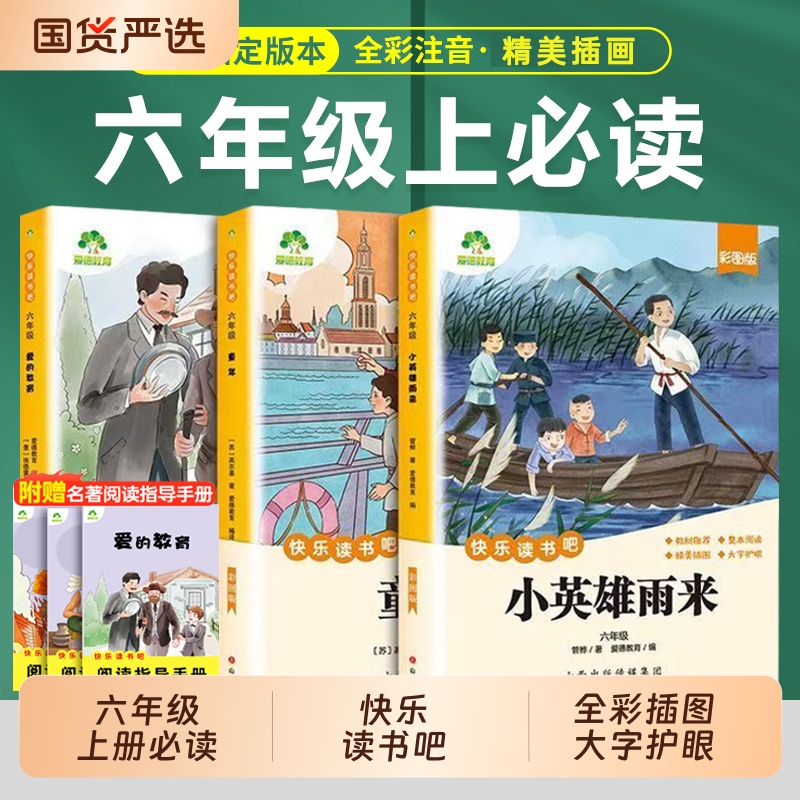 快乐读书吧六年级上册必读课外书小英雄雨来童年爱的教育全套3册六上