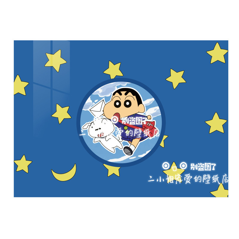 3D立体蜡笔小新壁纸密室逃脱游戏桌游吧主题包间剧本杀电影院墙纸