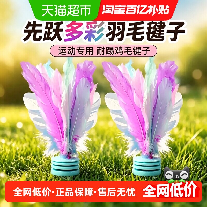 先跃多彩羽毛毽子2只装运动专用儿童小学生毽球比赛耐踢鸡毛毽子