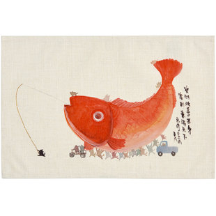 张乐陆x仟象映画 日式简约棉麻餐垫隔热餐垫茶几桌垫么么黑联名款