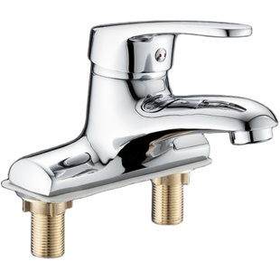 全铜加厚单把双孔面盆龙头冷热水卫生间三孔二联台盆洗脸盆水龙头