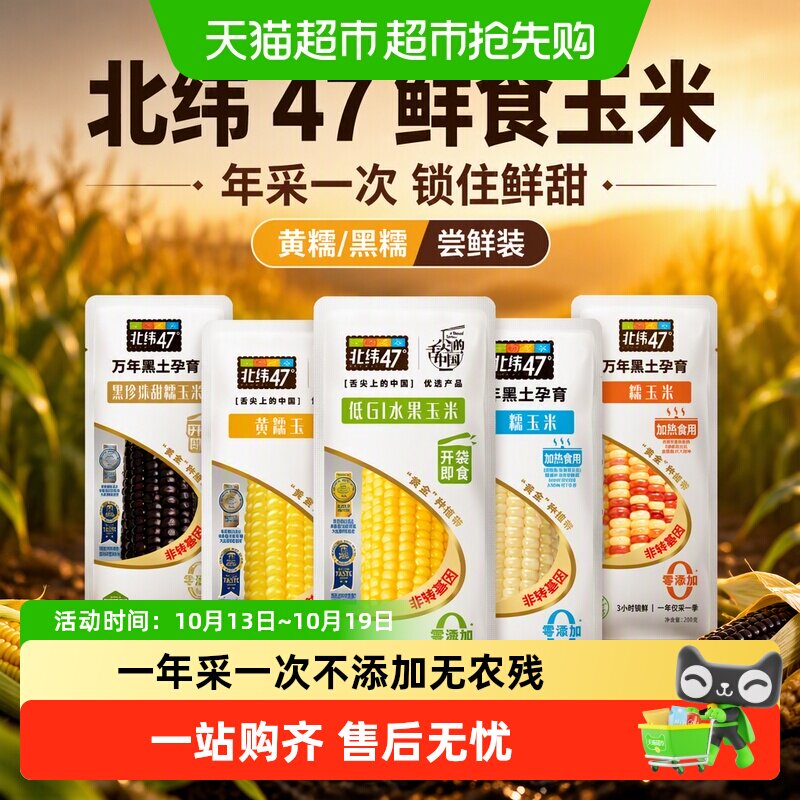 北纬47鲜食玉米黄糯玉米尝鲜装水果黑糯东北新鲜糯玉米