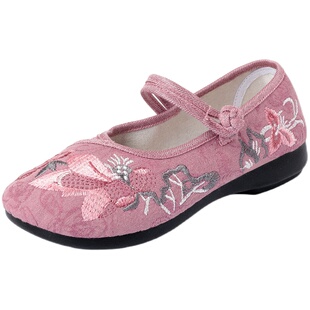 老北京布鞋女绣花鞋女平底中国风妈妈鞋民族风绣鞋汉服鞋子女古风