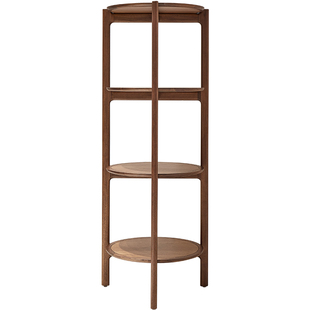 意式极简实木花架北美黑胡桃木角架客厅转角置物架落地角落架层架