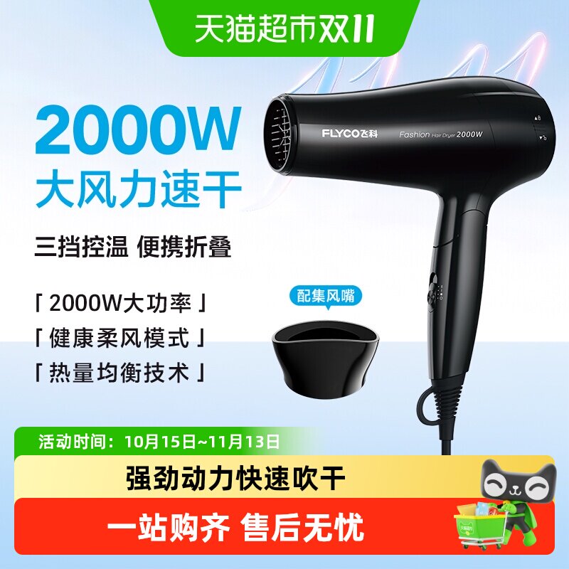 飞科2000W负离子速干电吹风机