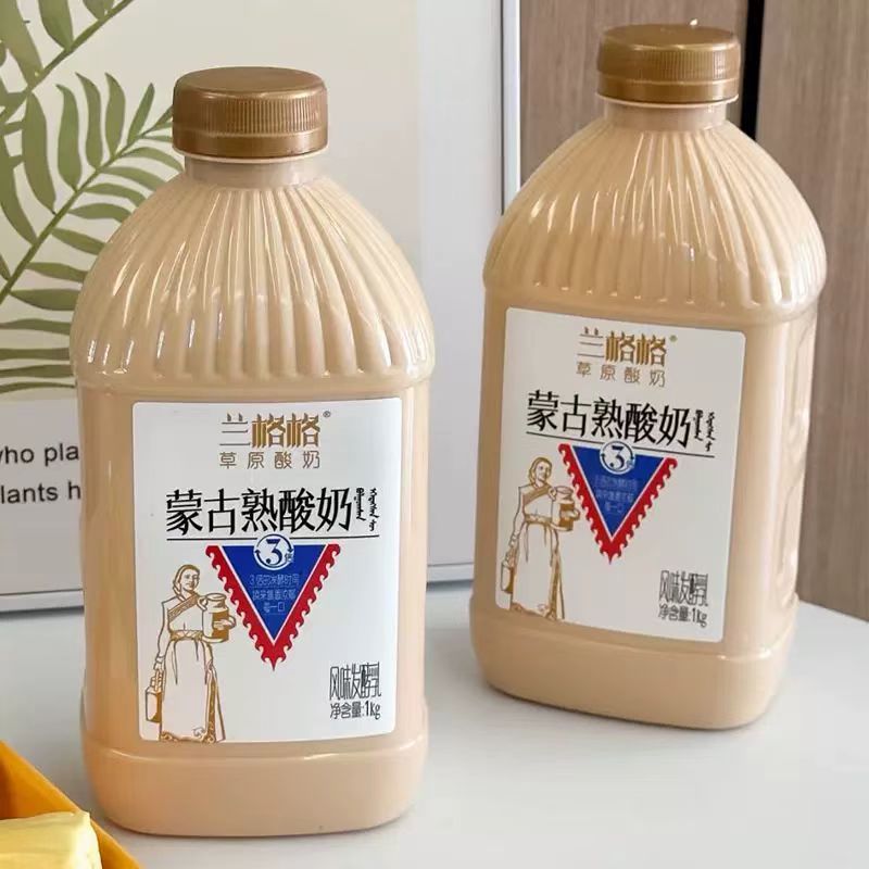 兰格格炭烧熟酸奶1kg草原酸奶浓香生牛乳发酵家庭装内蒙古