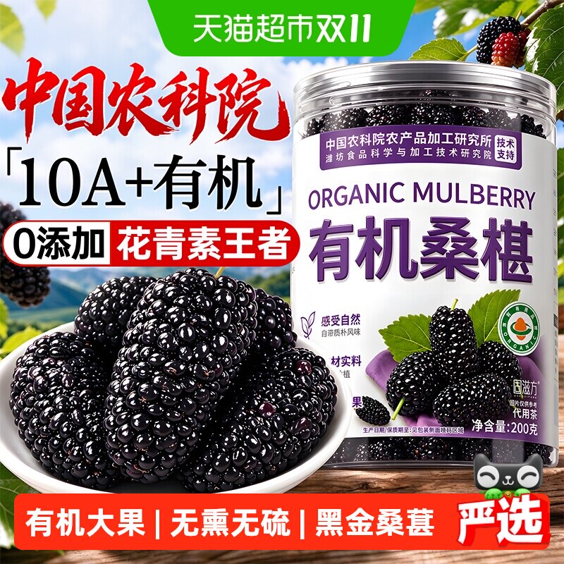 桑葚干黑桑椹有机桑葚干非特级中药材免洗无沙泡水泡酒官店方舰旗
